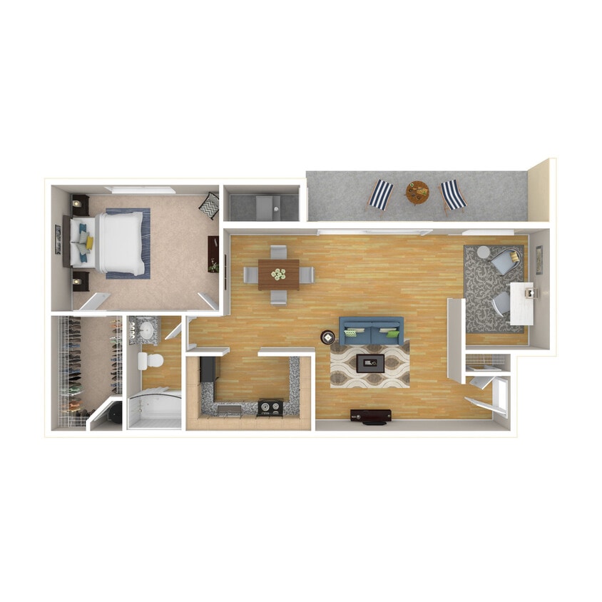 The Sandcastle - 1 Bed, 1 Bath, Den, 950 sq. ft. - The Sandcastle