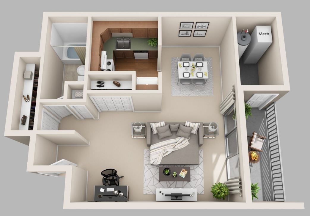 Floor Plan - Studio | 536 sqft