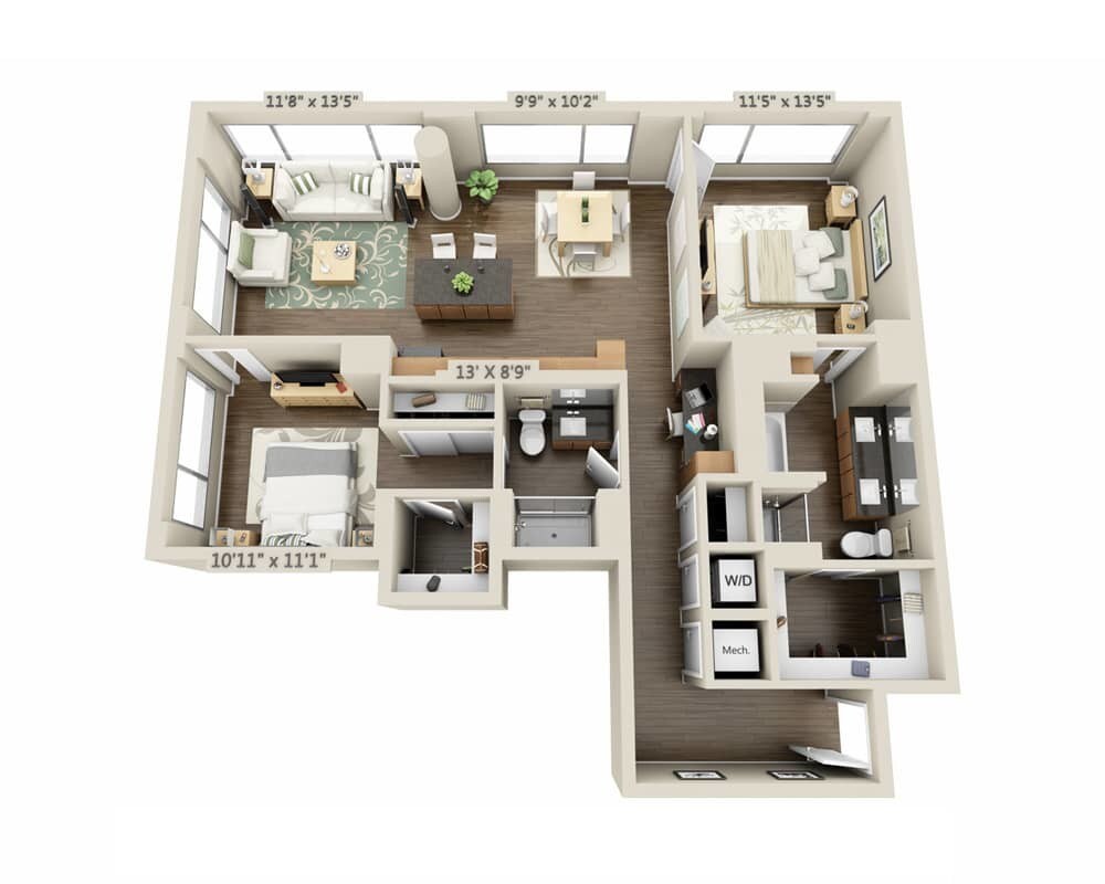Floor Plan - Two Bedroom B2H