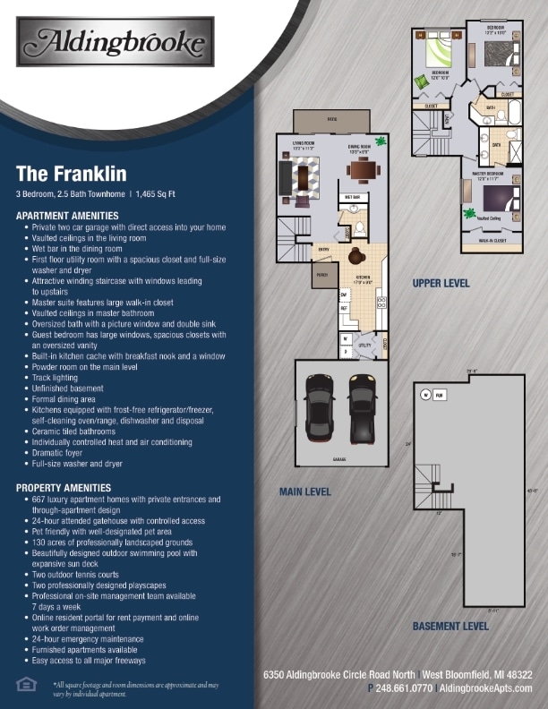 Floor Plan - Franklin - includes a 2 car attached garage