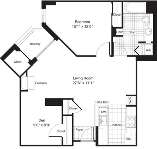 Floor Plan - 1 Bedroom R