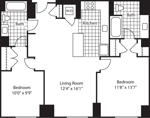 Floor Plan - 2 Bed (North)- 1005