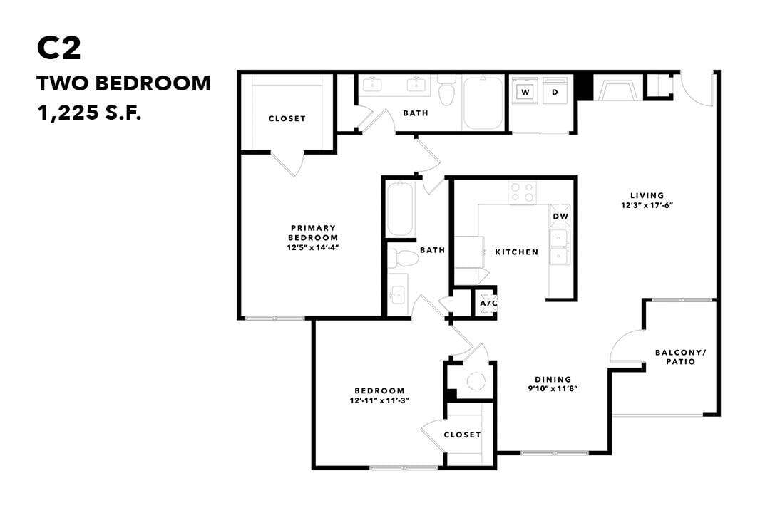 Floor Plan - Two Bedroom Renovated C2r