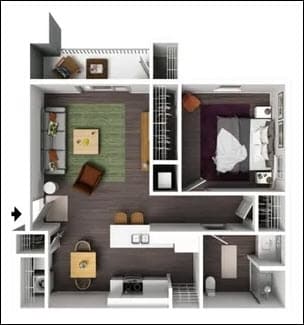 Floor Plan - 1 Bedroom C ADA