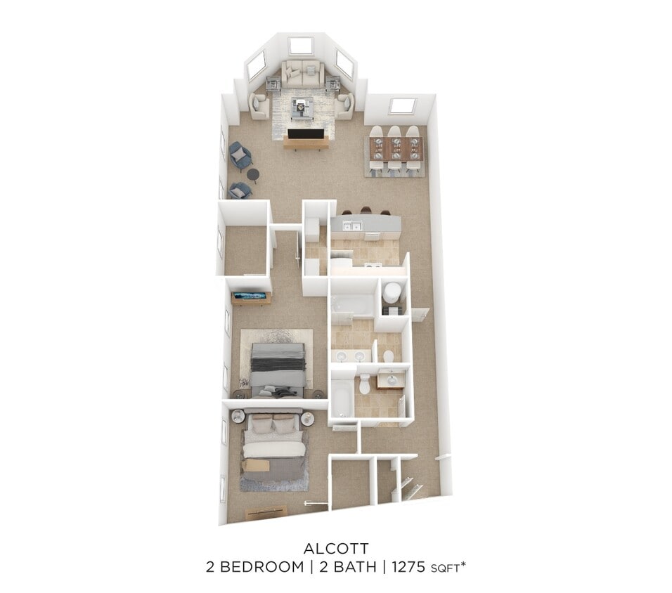 Floor Plan - Two Bedroom 2 Bath- Alcott