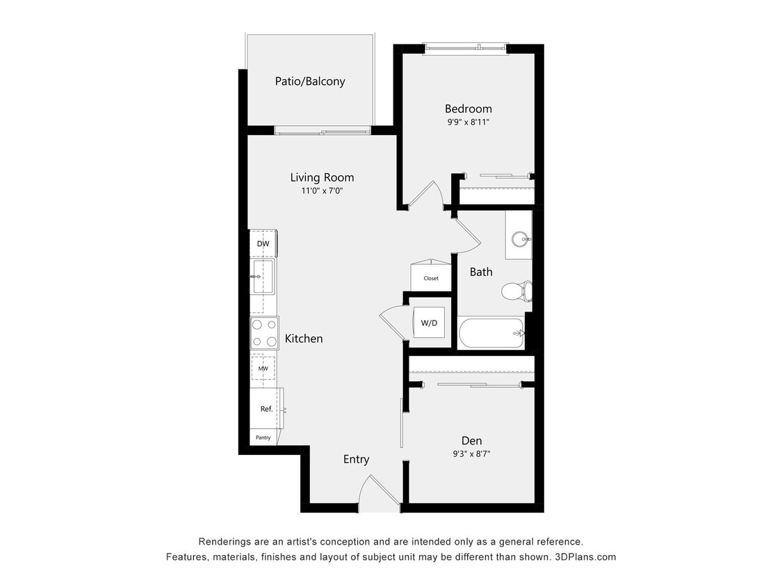Floor Plan - One Bedroom Den C03A