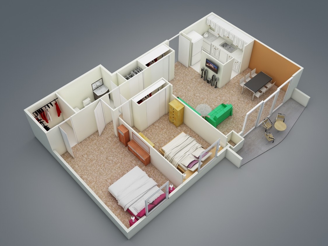 Floor Plan - Two Bedroom One Bath 