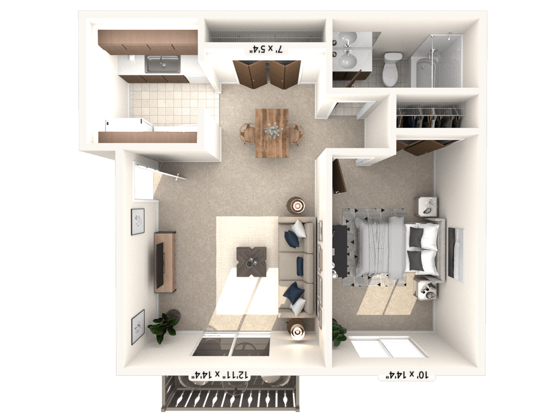 Floor Plan - The Challis 1 BR 1 BA