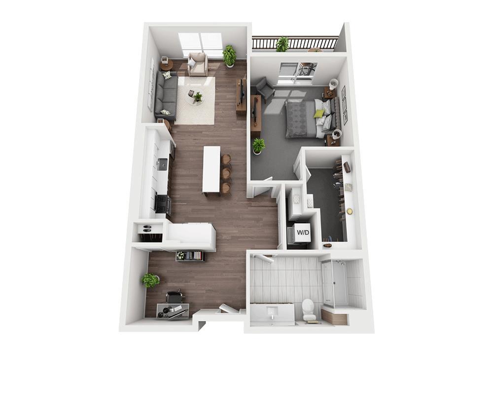 Floor Plan - One Bedroom + Den A1G