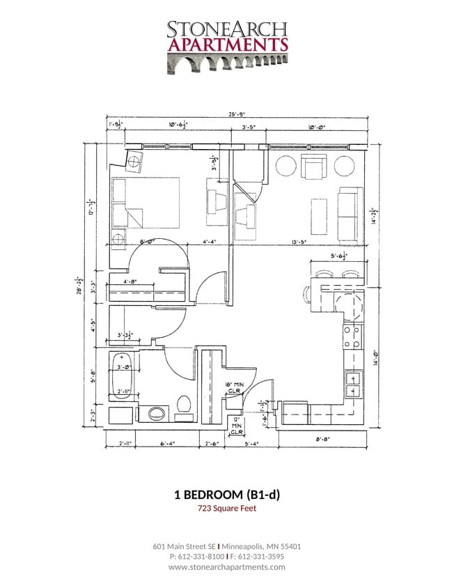 Floor Plan - 1 Bedroom (B1-d)