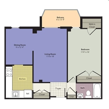 1 Bedroom (A1B) - One Bedroom One Bath