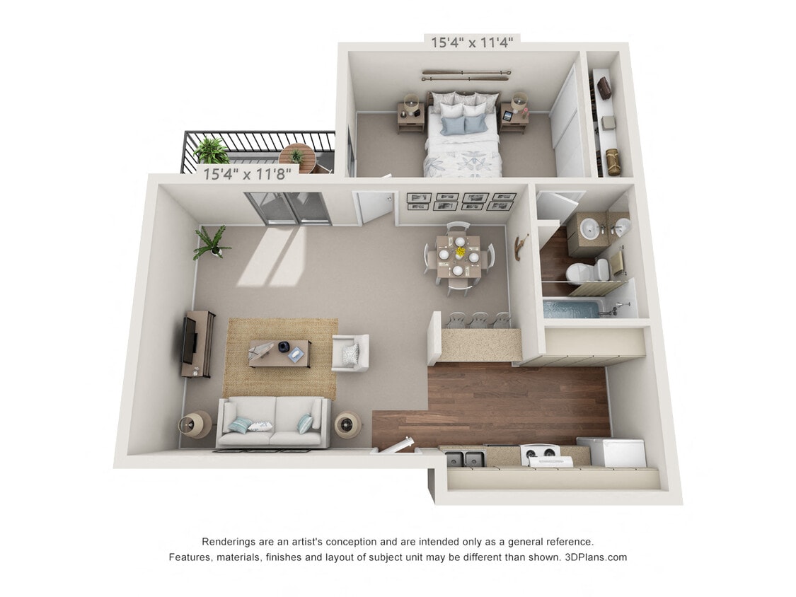 Floor Plan - 1 Bedroom, 1 Bath