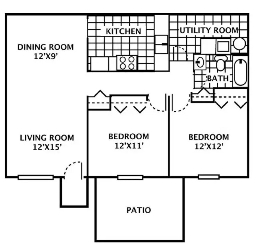 Floor Plan - 2 BEDS | 1 BATH