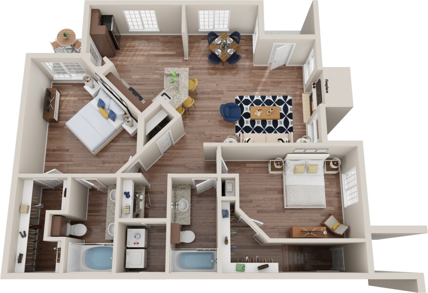 Floor Plan - 2 Bedroom, 2 Bath B