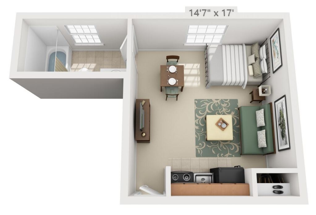 Floor Plan - Studio | 250 sqft