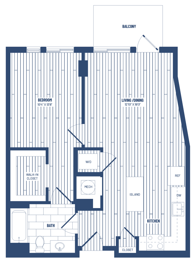 Floor Plan - 1 Bed/1 Bath-H1F