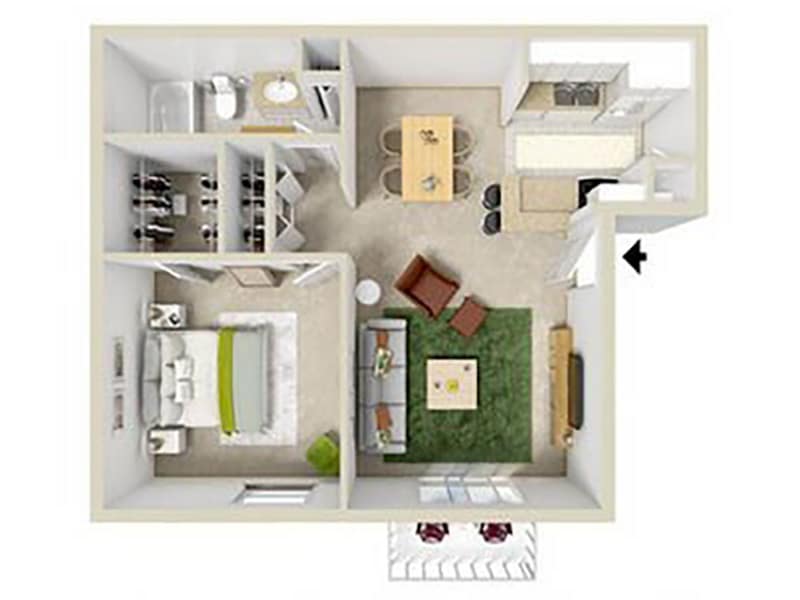 Floor Plan - 1 bed 1 bath A1