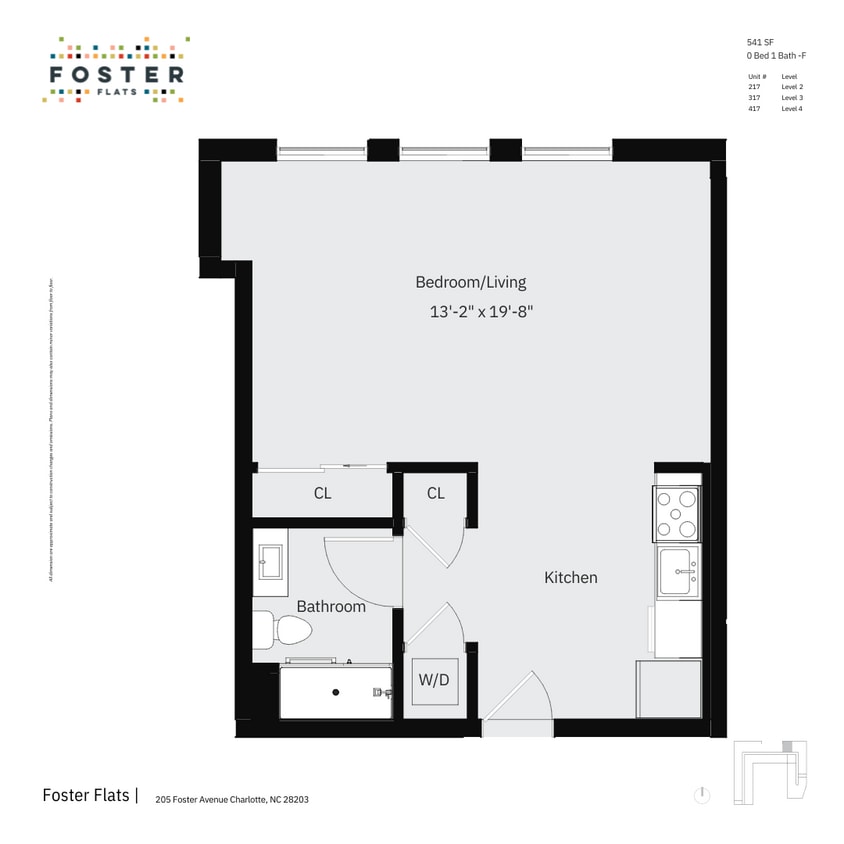 0 Bed 1 Bath -F _ 541 SF - 0 Bed 1 Bath - F