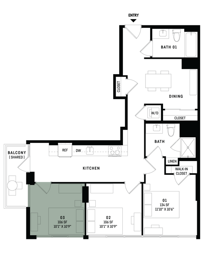 Floor Plan - Co-Living C8-Bedroom 3