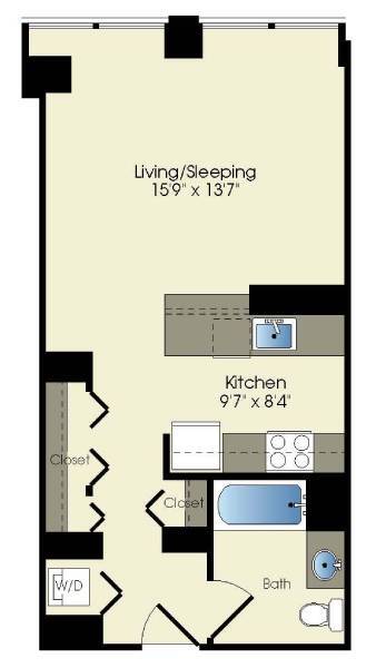 Floor Plan - studio / 1 bath (T08)