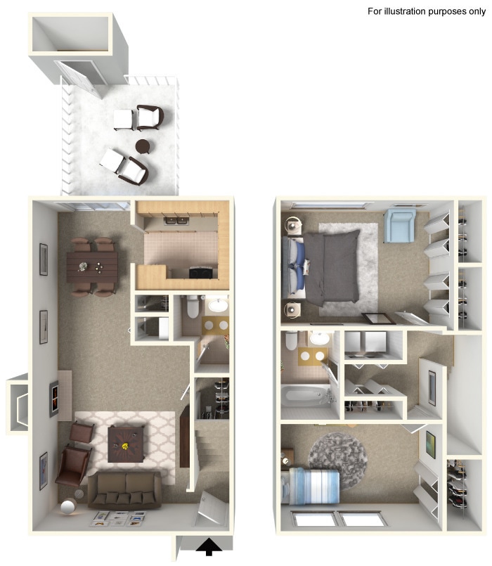 Floor Plan - Three Bedroom 1.5 Bath TH