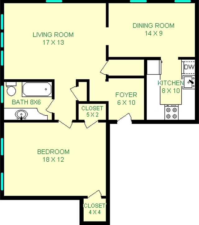 Rankin One Bedroom Floorplan - Rankin