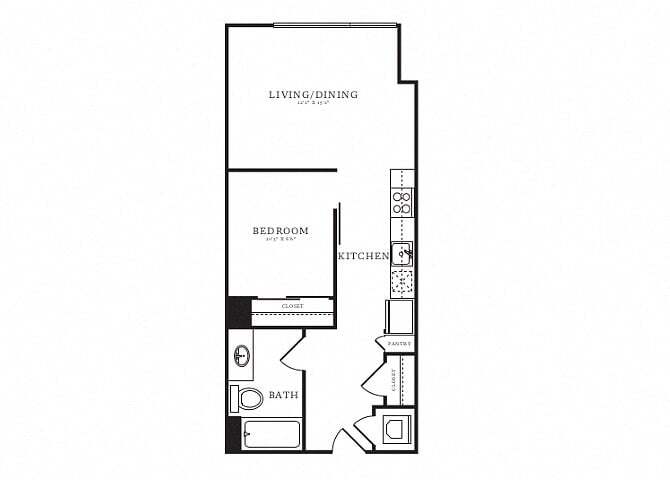 Floor Plan - Jr 1 Bed/1 Bath-B1A