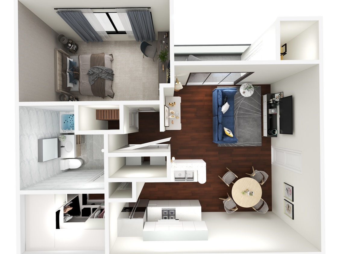 Metropolitan-A2 727 sqft 1B1B & Balcony-View1.jpg - 1 Bedroom 1 Bath - Reno