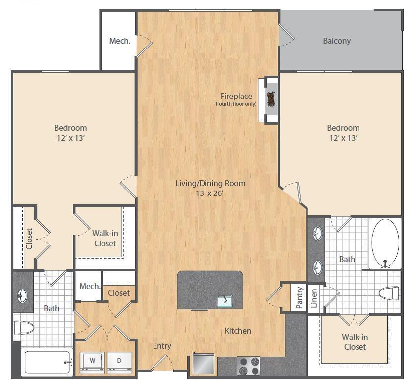 Floor Plan - 2 Bed/2 Bath-B3-B8-B9