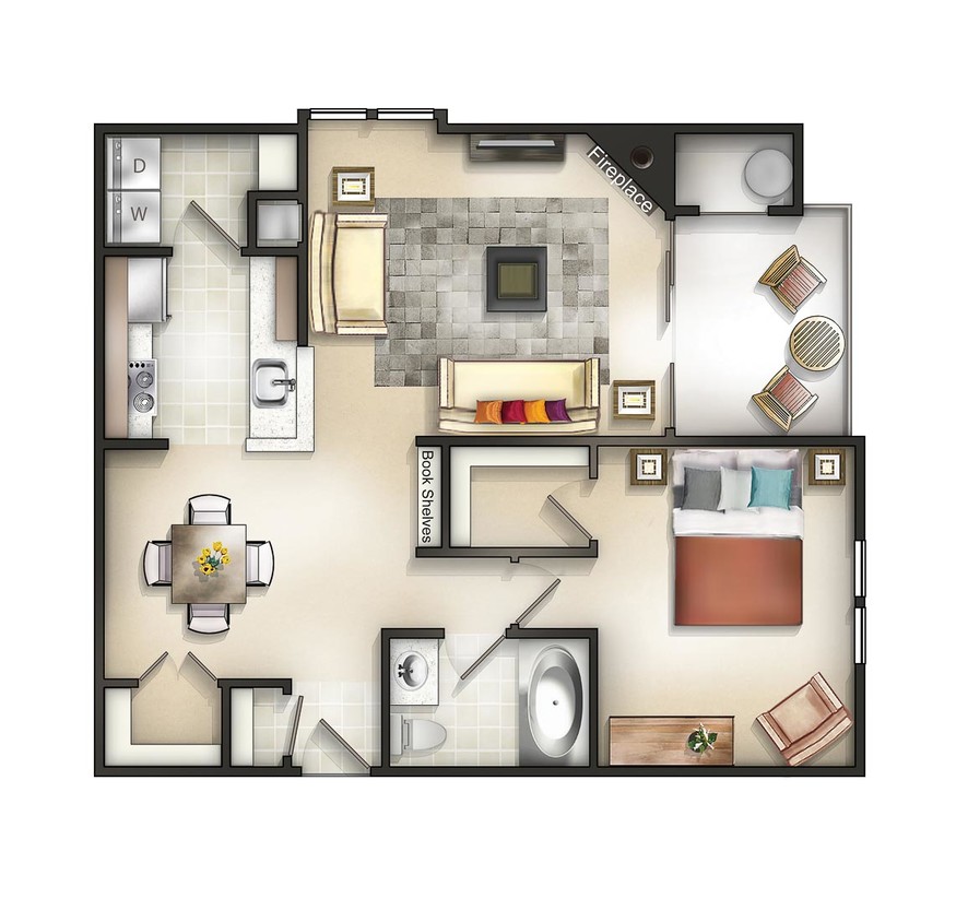 Floor Plan - 1 Bedroom 1 Bath Willow at Baker I