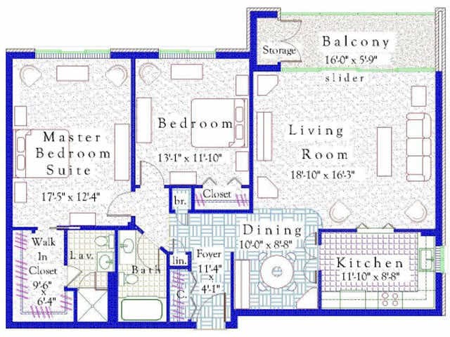 2BR/2BA - Two Bedroom Corner Unit