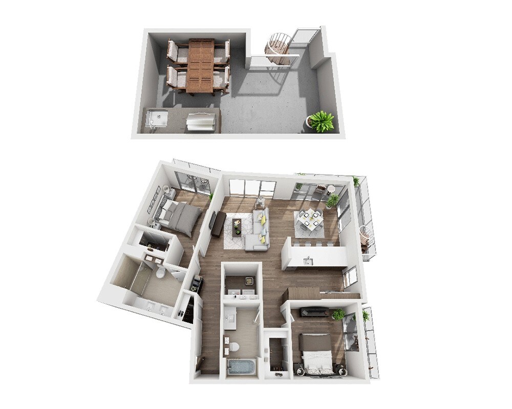 Floor Plan - Two Bedroom B2D Penthouse