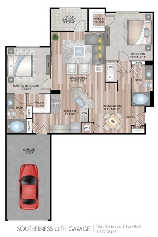1177 Square Feet - Southerness with Garage