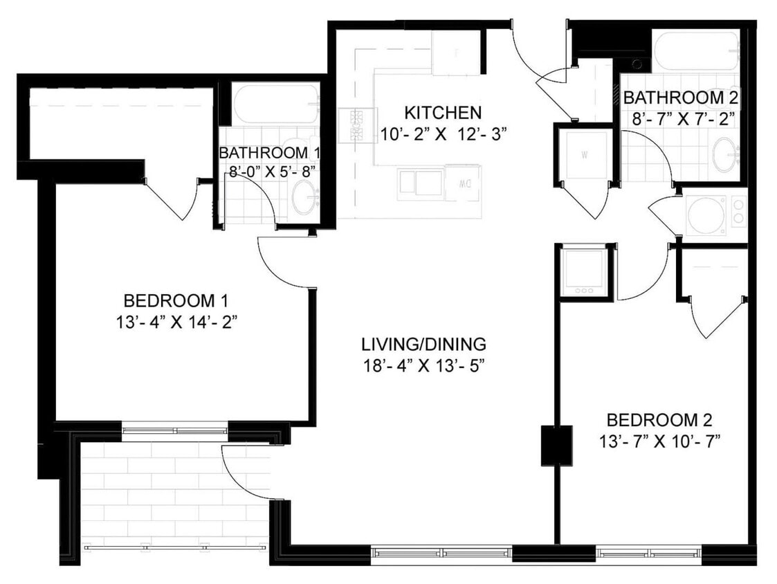 Floor Plan - 2 Bed/2 Bath-C04