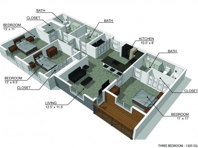 Floor Plan - 3 Bedroom B