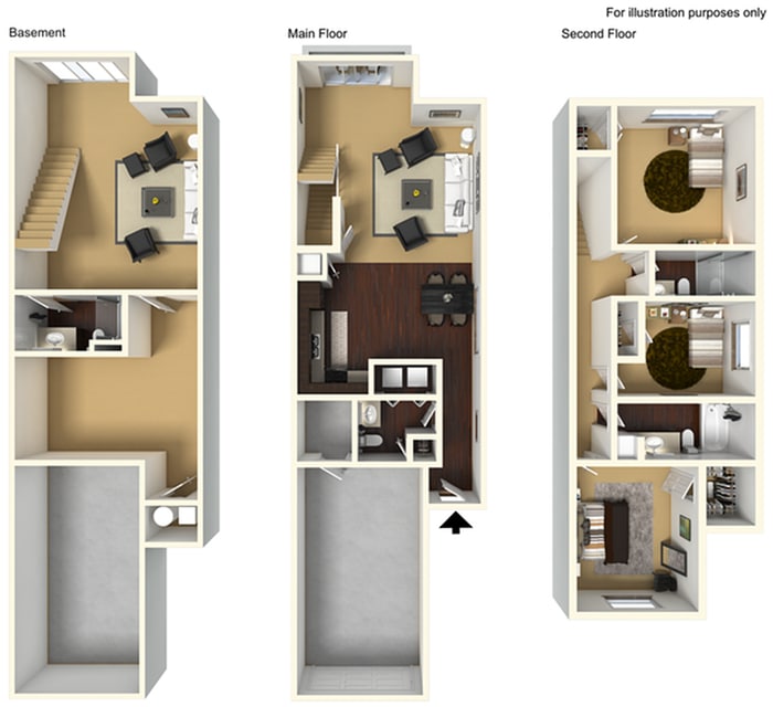 TH2B - 12377168 3DFP - 3BR  2.5BA  1-Car Garage · Basement