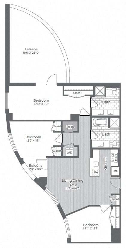 Floor Plan - 3 Bed/2 Bath-B12