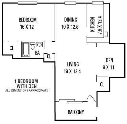 Floor Plan - 1Bedroom  Den  1Bathroom