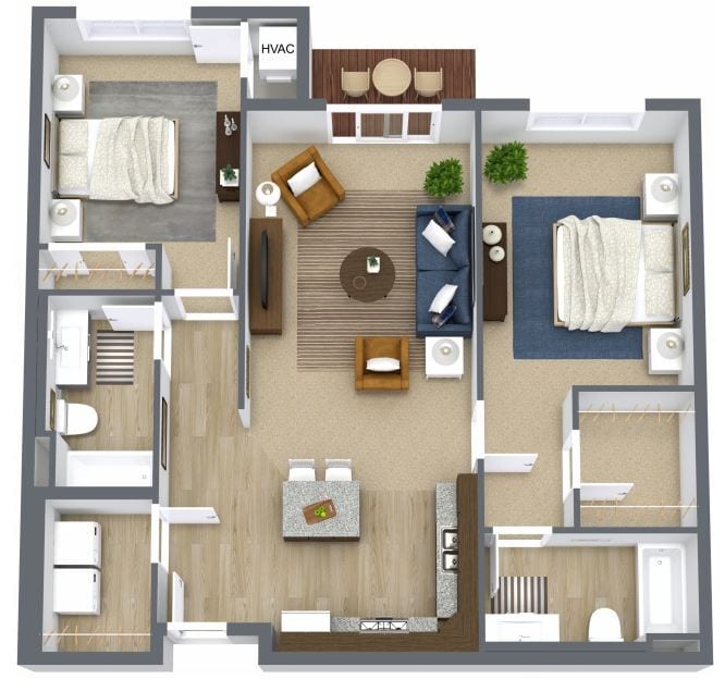 Floor Plan - 2x2 D