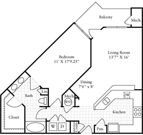 Floor Plan - 1 Bedroom E