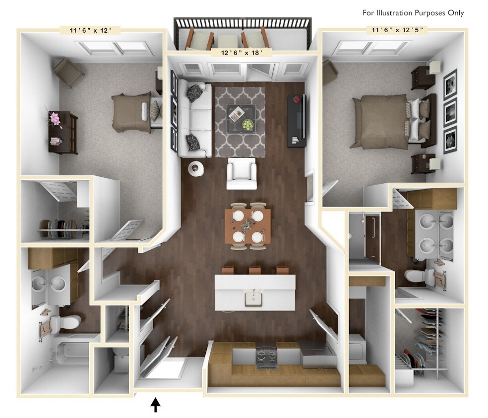 Floor Plan - B1 2 Bed 2 Bath
