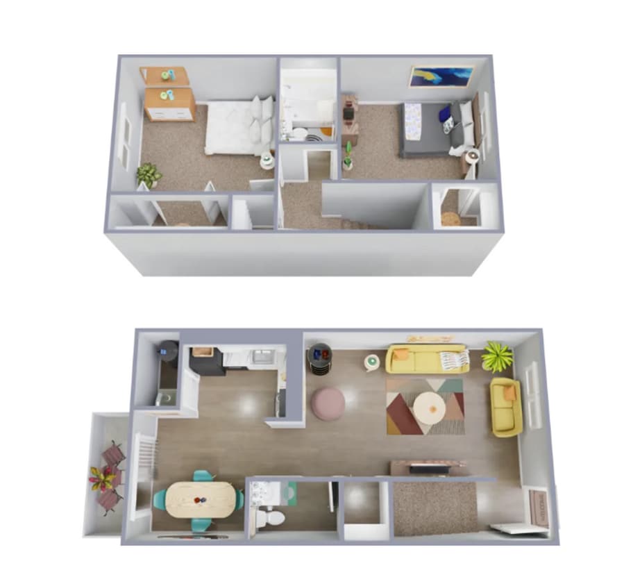 Floor Plan - 2 Bedroom Townhouse Semi Upgraded 