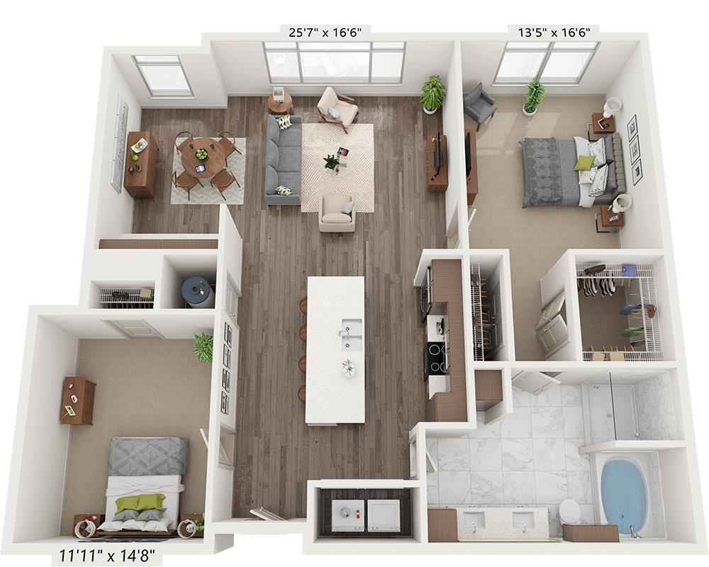 Floor Plan - One Bedroom w/ den A1AD