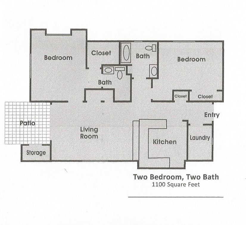 floorplan - Contemporary 2 Bedroom with W/D