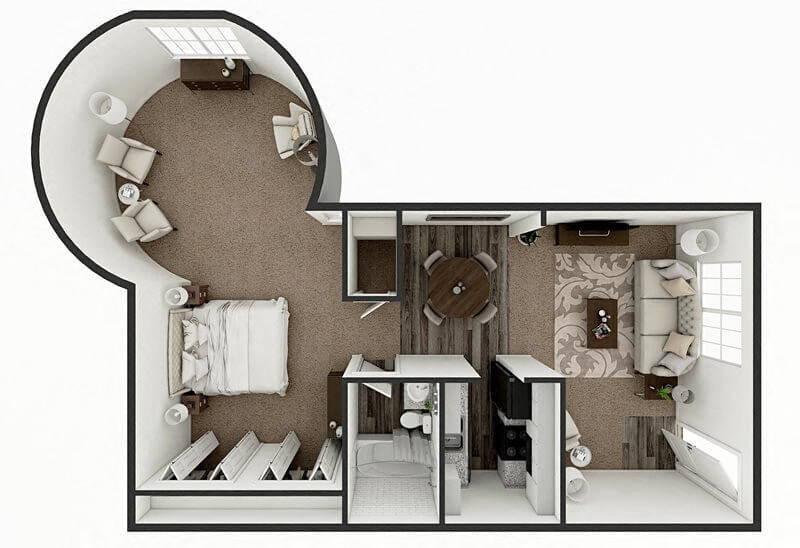 Floor Plan - 1 Bed 1 Bath E