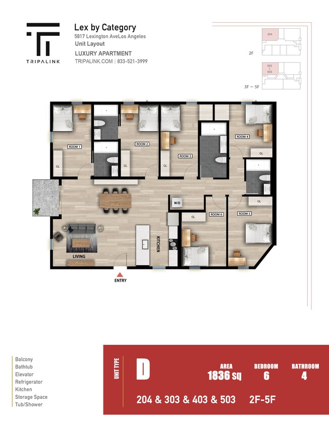Floor Plan - Private Room in Shared 6 Bed/4 Bath
