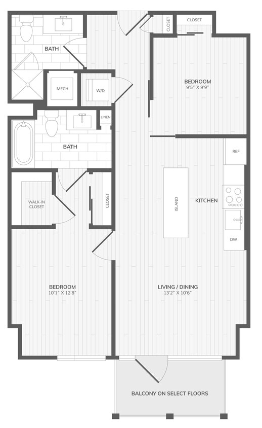 Floor Plan - 2 Bed/2 Bath-A West Medley