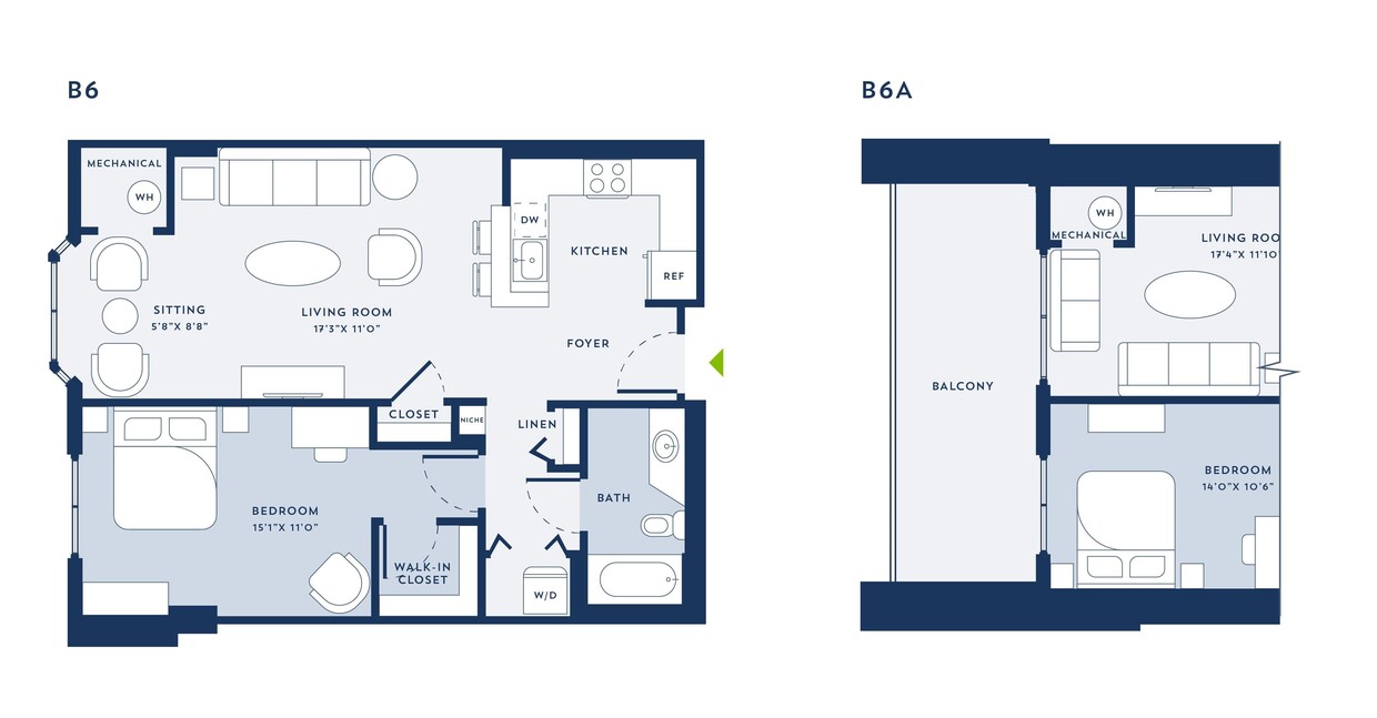 Floor Plan - 1 Bed/1 Bath-B6