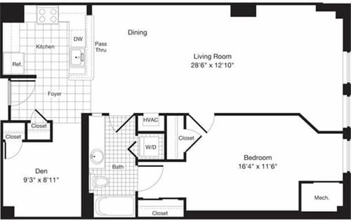 Floor Plan - 1 Bedroom DD