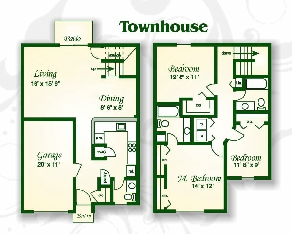 Floor Plan - The Taylor Townhouse w Gar